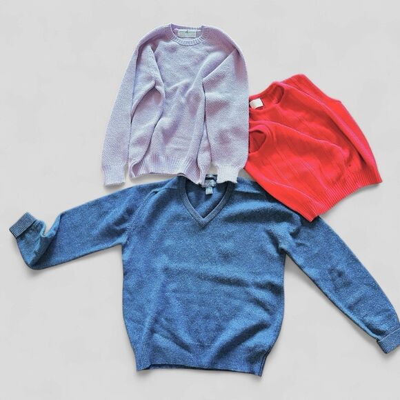 Lot 3 Knit Wool Sweater Scraps Remnants Crafting 2 lbs Mend Peruvian Pendleton - Picture 1 of 9